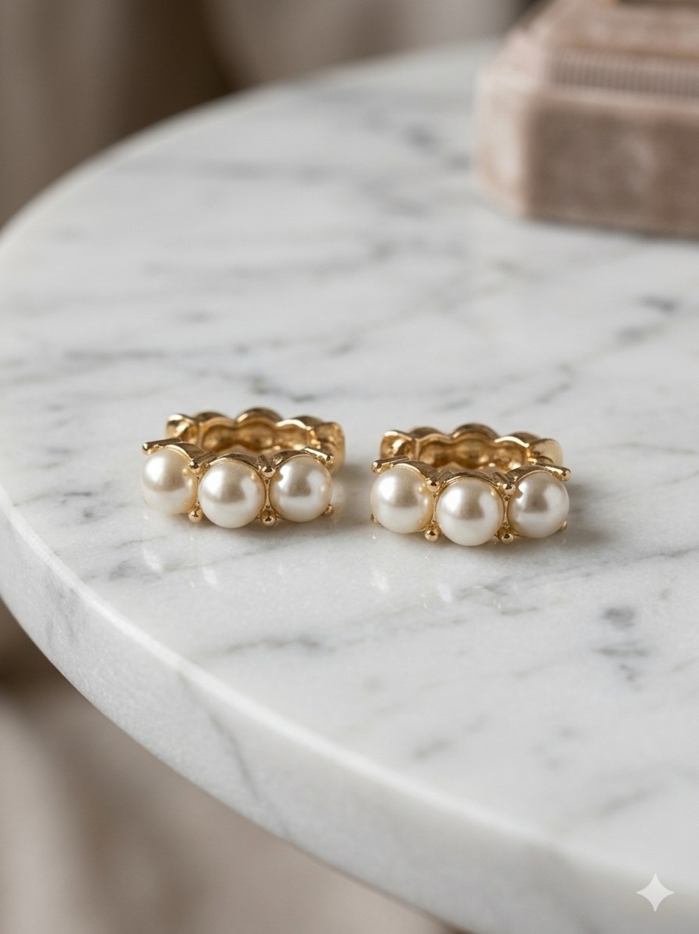Anne Klein Gold Pearl Hoop Earrings